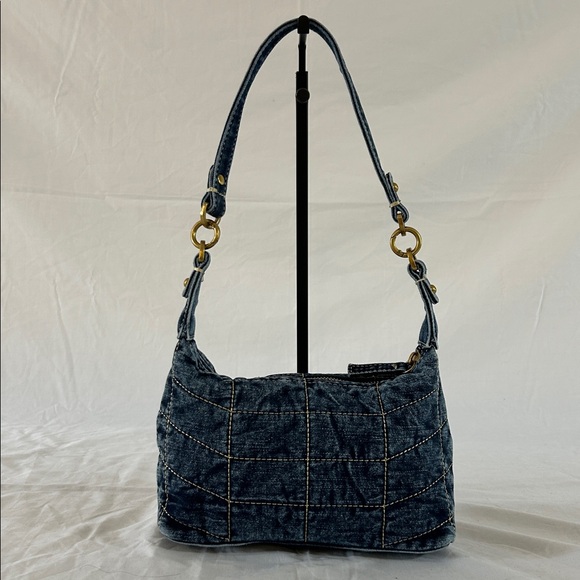 Zara Blue Denim Quilted Shoulder with Gold Zipper - Picture 1 of 10